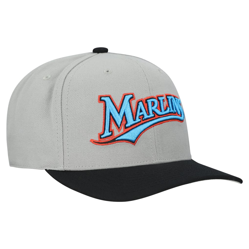  Miami Marlins Mitchell & Ness Unisex Basic Coop Pro Adjustable Hat - Gray